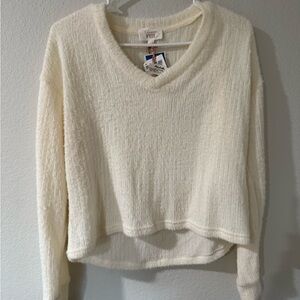 Hippie Rose Cream V-Neck Sweater
